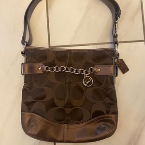 Coach brown logo hobo bag